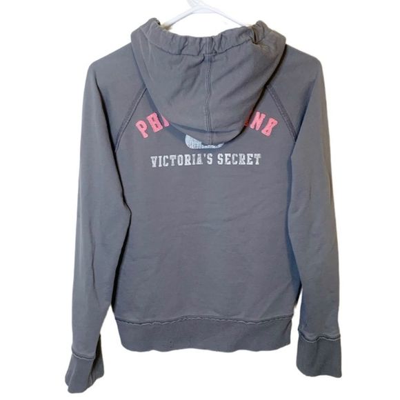 PINK Victoria’s Secret Hoodie Pullover Top Distressed Front Pocket Size Small - Picture 6 of 7